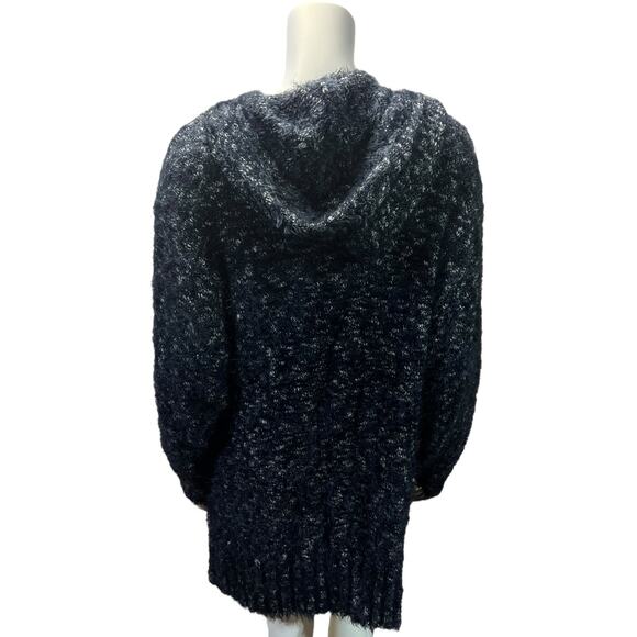 Express Medium Hooded Sweater - Grey & White Speckled Knit Fuzzy - Picture 3 of 14